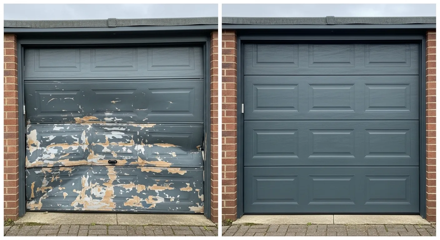 Garage Door Dented By Debris in Woodburn, OR